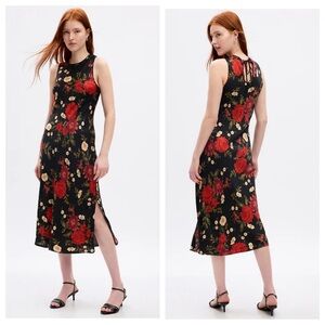 GAP Satin High Neck Midi Dress Size L